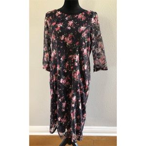Black floral dress, lace and underlay